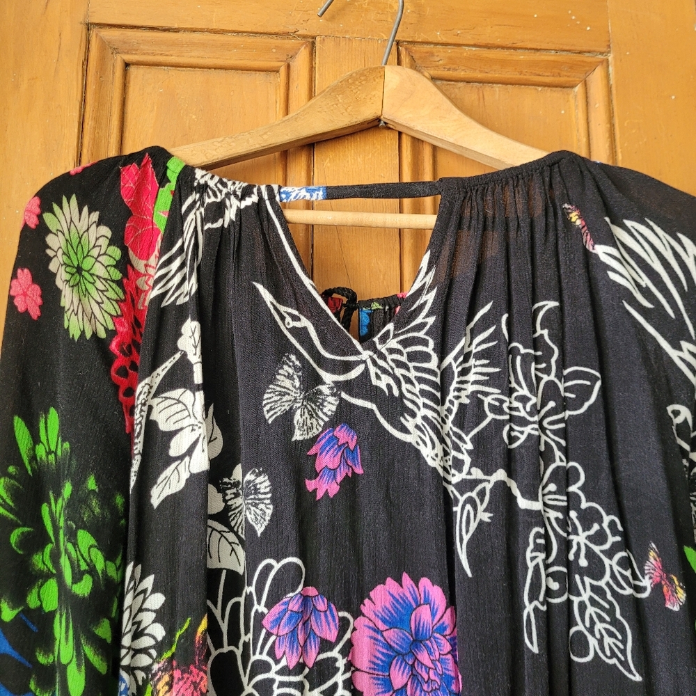 Desigual Boho Floral Peasant blouse Black And Multicolor Vibrant Medium - Picture 10 of 16